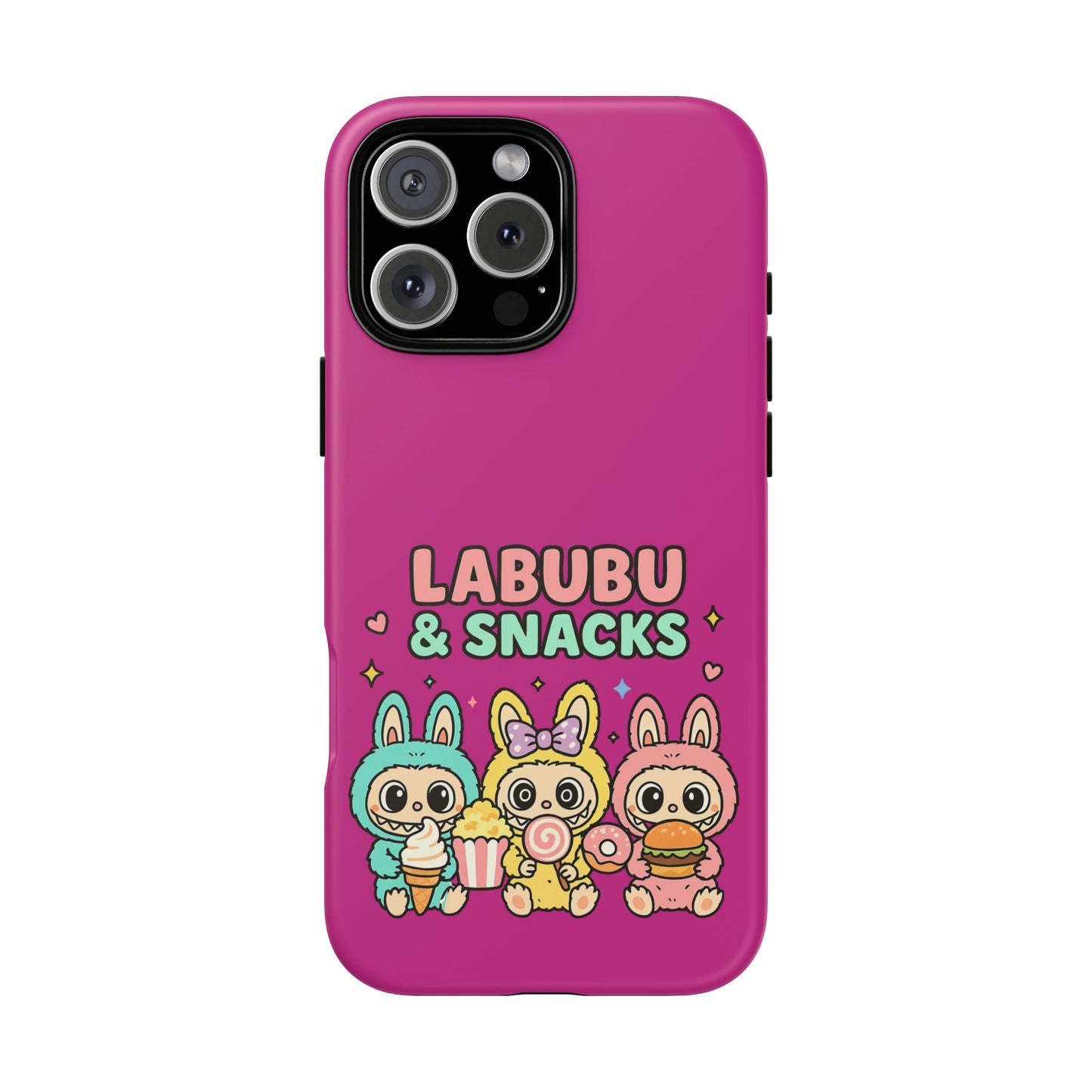 Cute Character Phone Case - Labubus & Snacks, Kawaii Accessories, Gift for Food Lovers, Fun Phone Cover, Cute Tech Gear