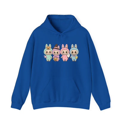 Cute Bunny-Themed Unisex Hoodie, Cozy Animal Sweatshirt for Halloween, Gift for Animal Lovers, Casual Cute Apparel, Funny Graphic Sweatshirt