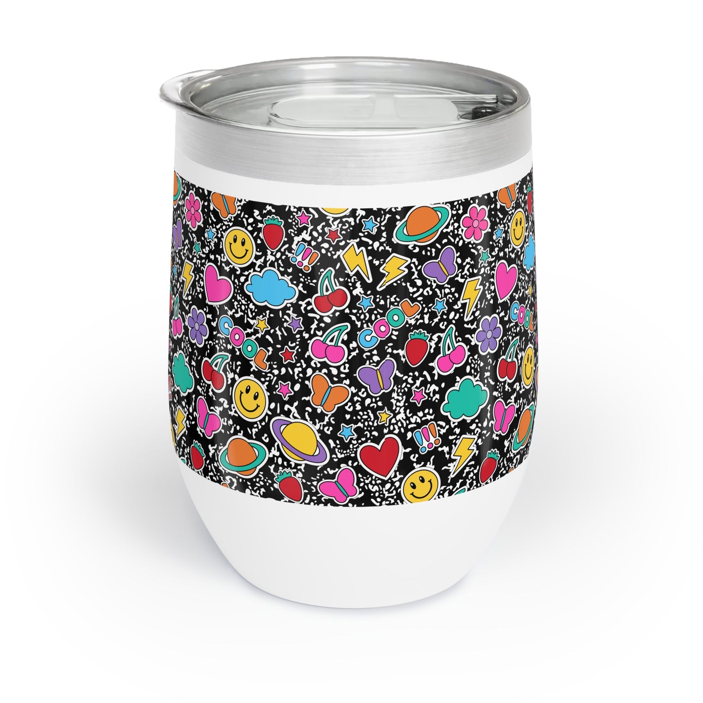 Chill Wine Tumbler, Fun Vibe Wine Cup, Colorful Travel Tumbler, Gift for Wine Lovers, Summer Picnic Essential