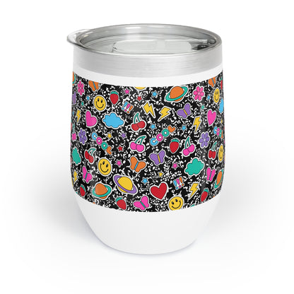 Chill Wine Tumbler, Fun Vibe Wine Cup, Colorful Travel Tumbler, Gift for Wine Lovers, Summer Picnic Essential