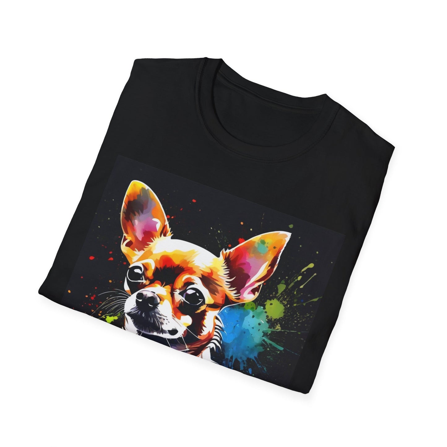 Colorful Chihuahua Art T-Shirt, Pet Lover Gift, Animal Lover Tee, Casual Wear, Unique Dog T-Shirt, Dog Mom Gift