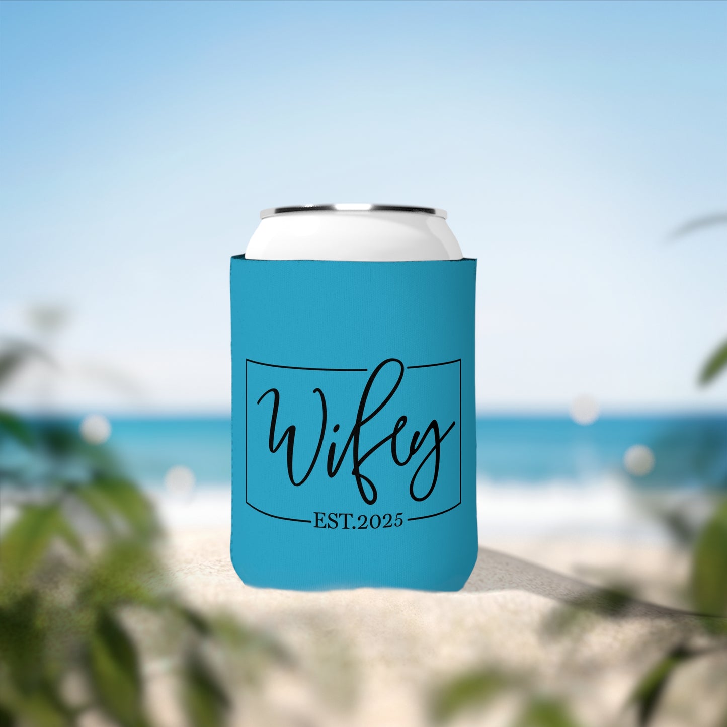 Personalized Can Cooler Sleeve - Wifey & Hubby Gifts for Newlyweds, Wedding Favors, Engagement Party, Fun Couple's Drinkware