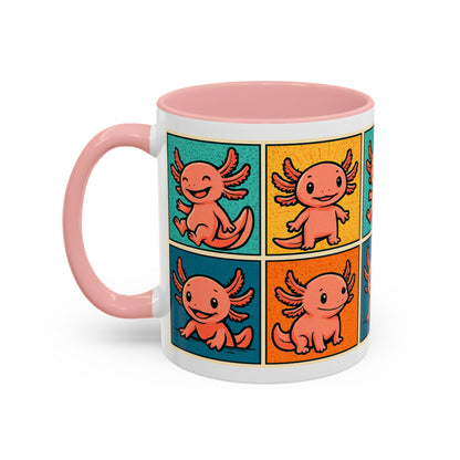 Cute Axolotl Coffee Mug, Fun Animal Mug, Colorful Drinking Cup, Gift for Kids, Office Mug, Aquarium Lover's Cup