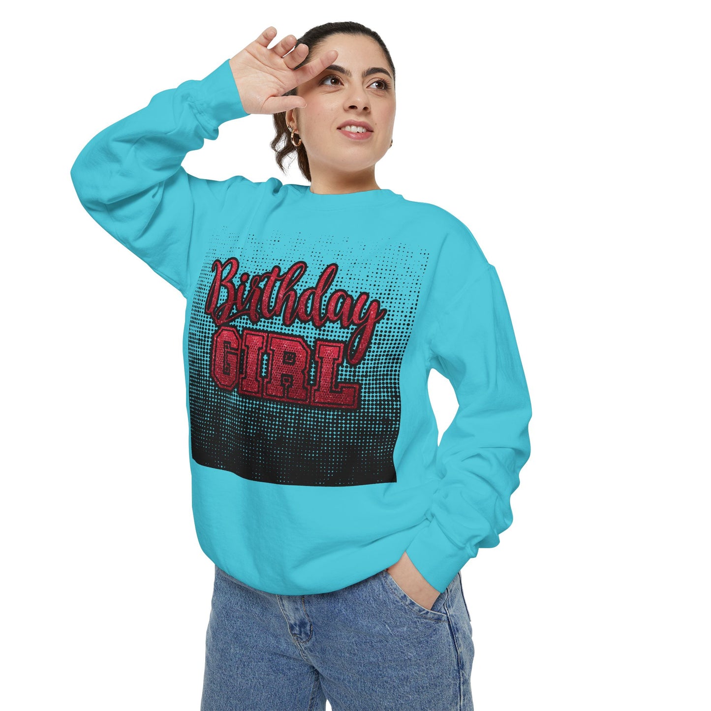 Birthday Girl Sweatshirt, Unisex Garment-Dyed Crewneck, Cozy Gift for Her, Celebration Apparel, Fun Birthday Outfit