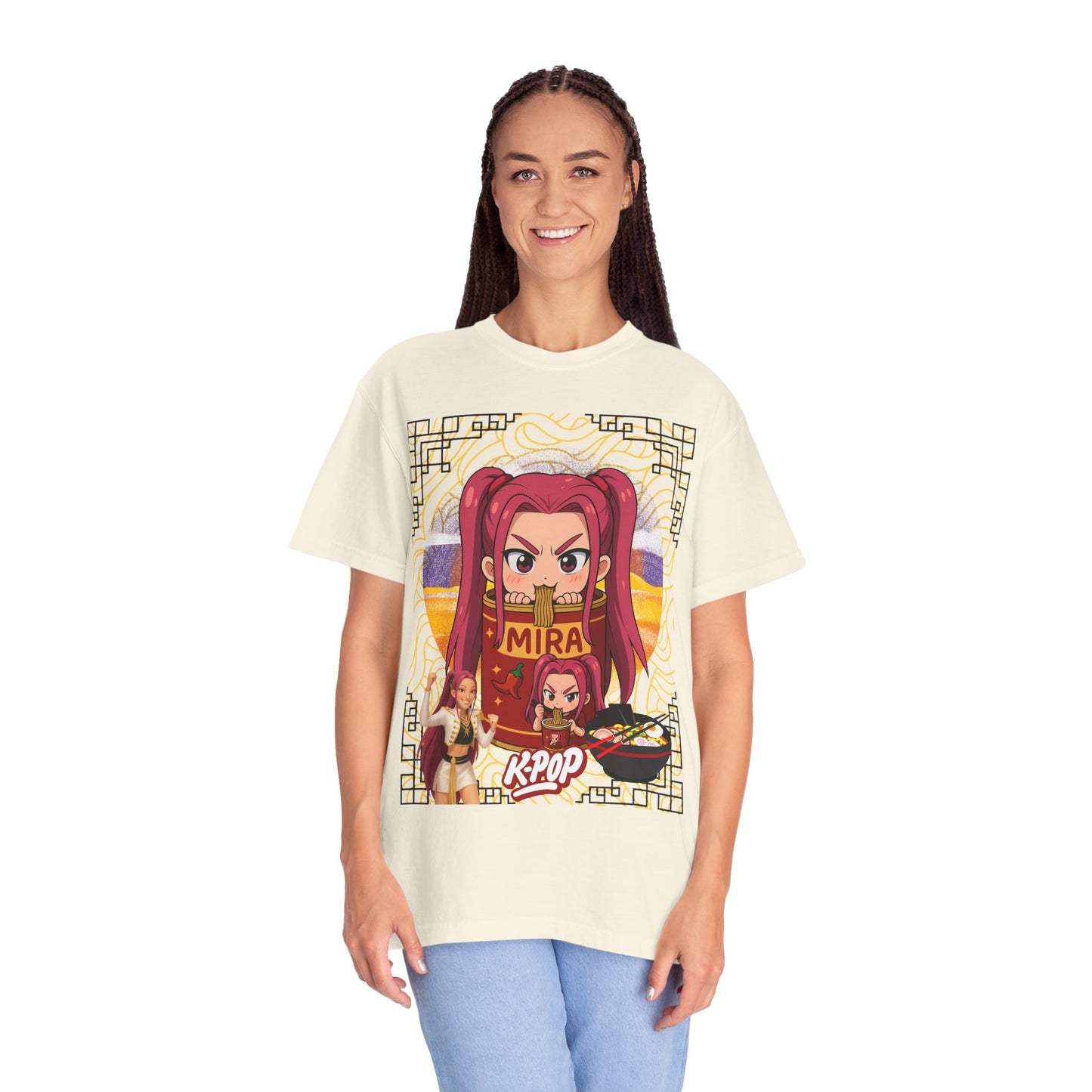 K-Pop Inspired Garment-Dyed T-Shirt, Trendy Streetwear, Anime Fan Apparel, Casual Wear, Gifts for Music Lovers