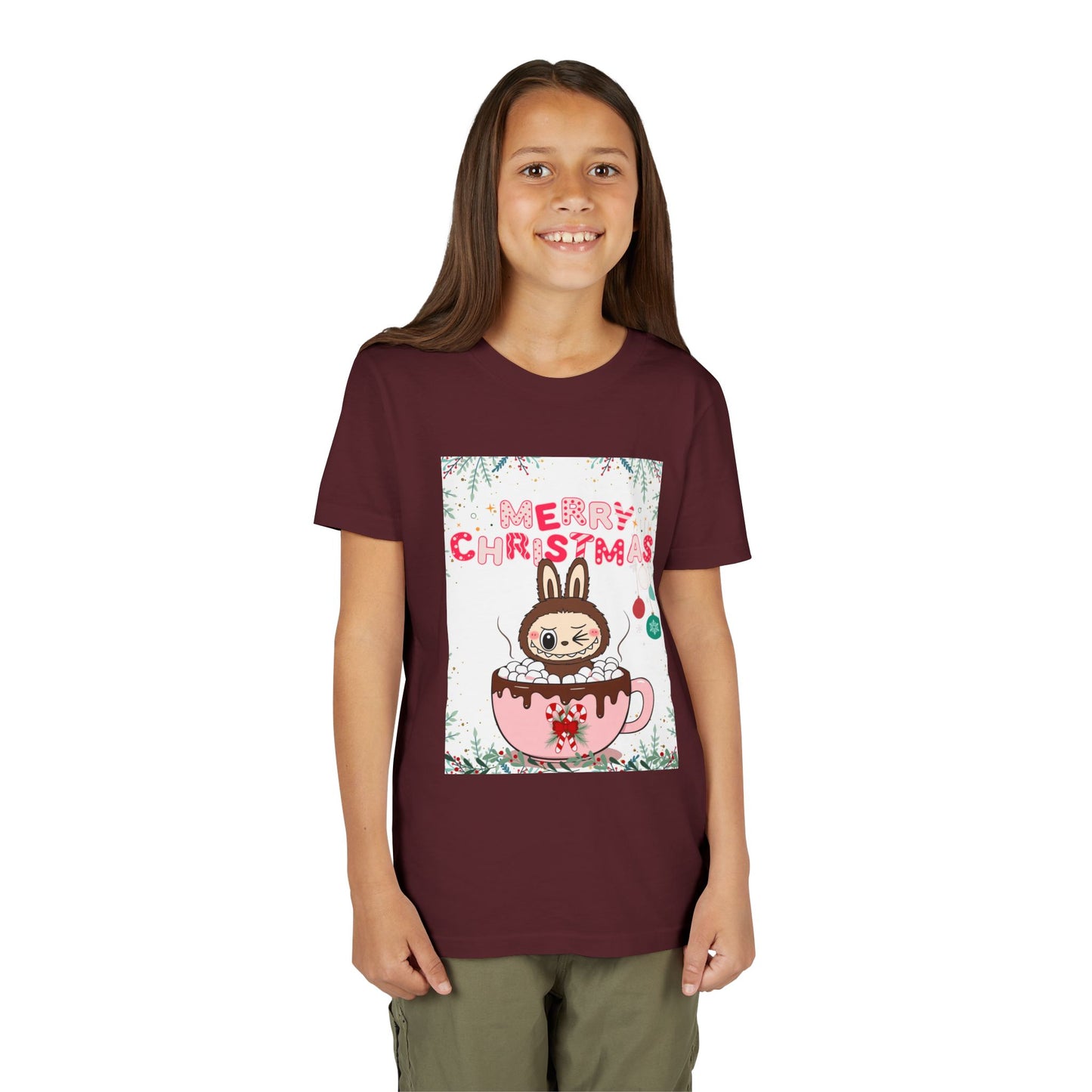 Christmas Bunny Youth Tee, Merry Christmas Shirt, Cute Holiday T-Shirt, Kids Christmas Apparel, Festive Youth Shirt