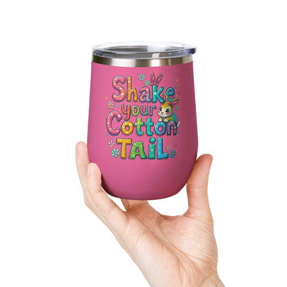 Colorful Easter Wine Tumbler | Shake Your Cotton Tail | Gift for Bunny Lovers, Party Accessories, Spring Celebrations, Cute Drinkware