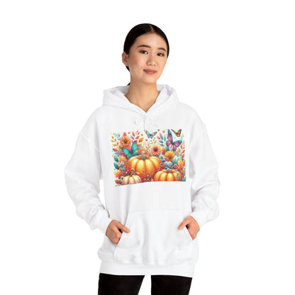 Autumn Floral Pumpkin Hoodie, Cozy Fall Sweatshirt, Nature Lover Gift, Halloween Attire, Harvest Fashion, Seasonal Style
