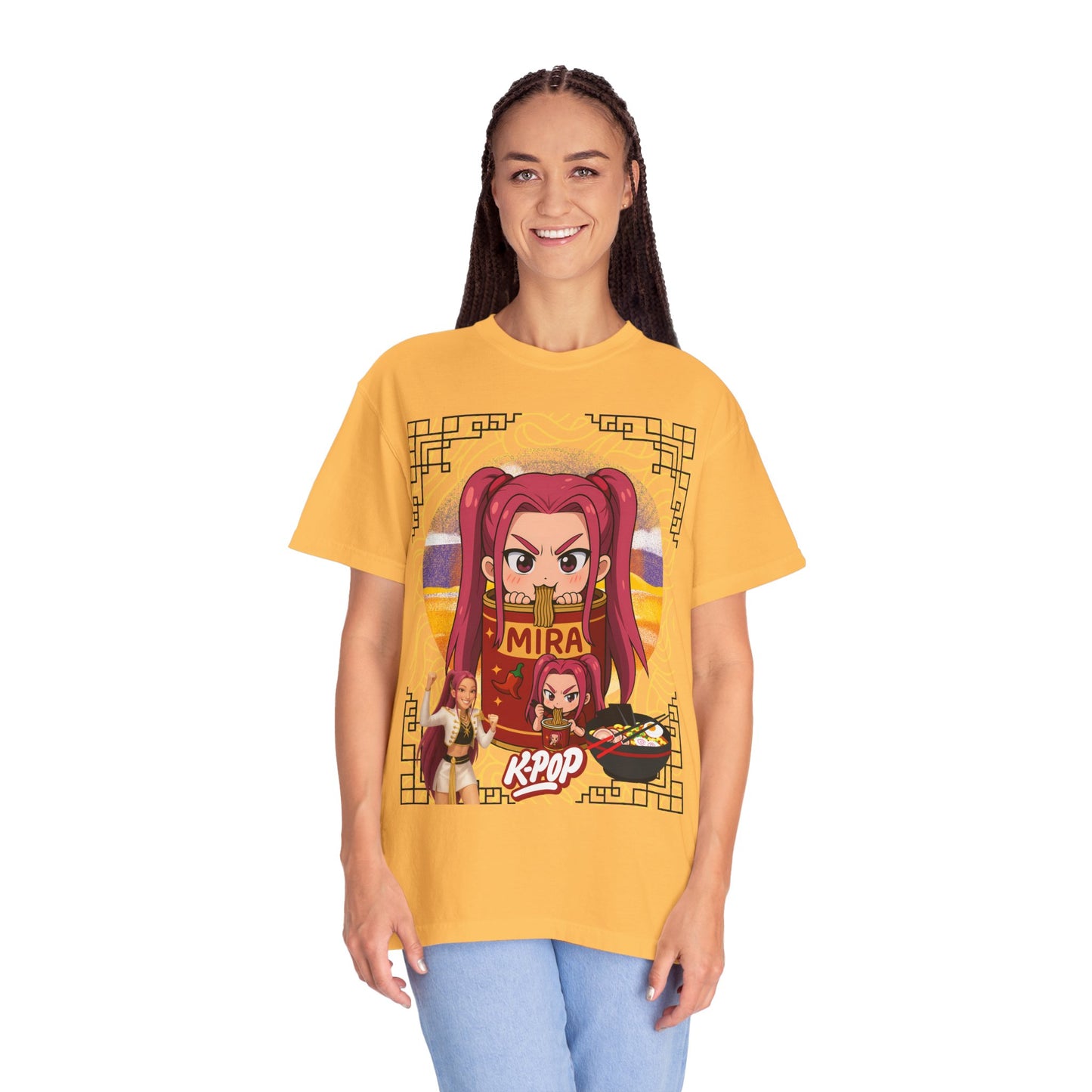 K-Pop Inspired Garment-Dyed T-Shirt, Trendy Streetwear, Anime Fan Apparel, Casual Wear, Gifts for Music Lovers