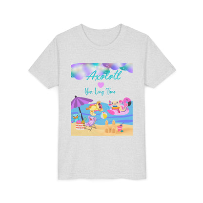 Youth Summer Fun Tee - Axolotl Love, Cute Beach Shirt, Kids Adventure T-Shirt, Summer Party Outfit, Birthday Gift, Vacation Apparel