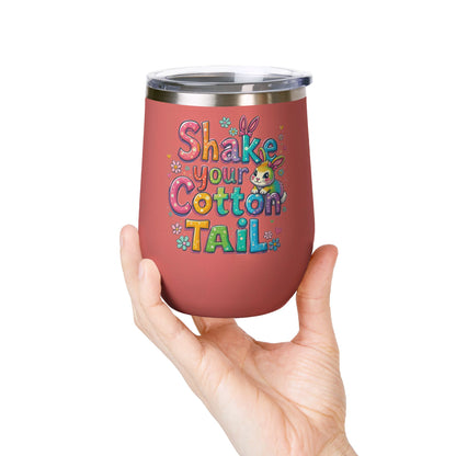 Colorful Easter Wine Tumbler | Shake Your Cotton Tail | Gift for Bunny Lovers, Party Accessories, Spring Celebrations, Cute Drinkware