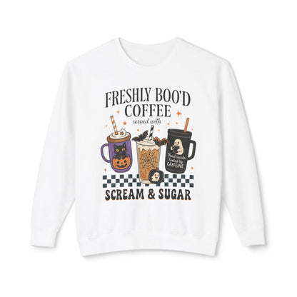 Halloween Coffee Sweatshirt, Unisex Halloween Crewneck, Scream & Sugar Sweater, Gift for Coffee Lovers, Fall Fashion