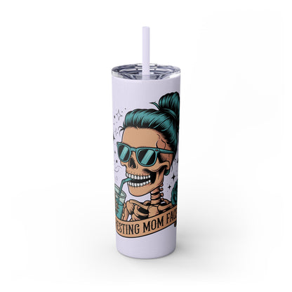 Funny Skull Mom Tumbler, Cool Gift for Moms, 20oz Skinny Cup, Unique Birthday Present, Trendy Drinkware for Halloween