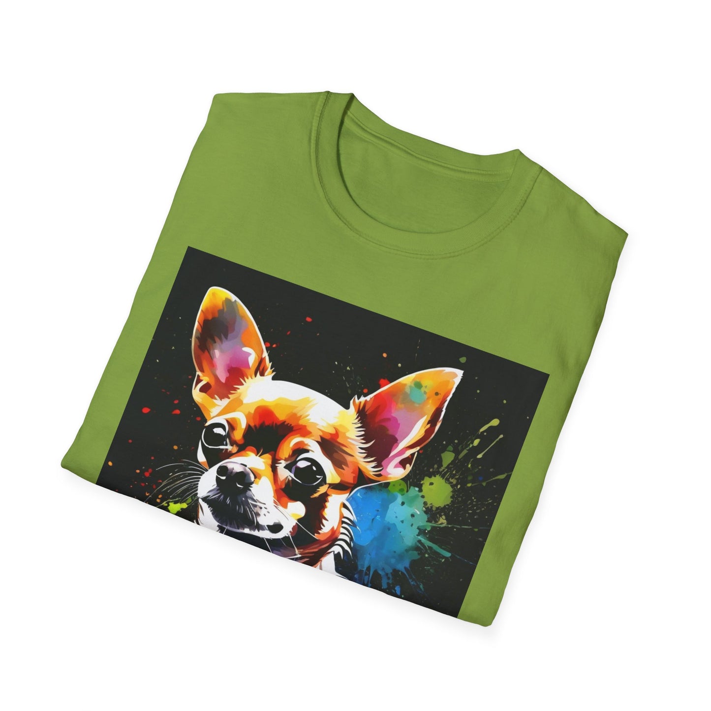 Colorful Chihuahua Art T-Shirt, Pet Lover Gift, Animal Lover Tee, Casual Wear, Unique Dog T-Shirt, Dog Mom Gift