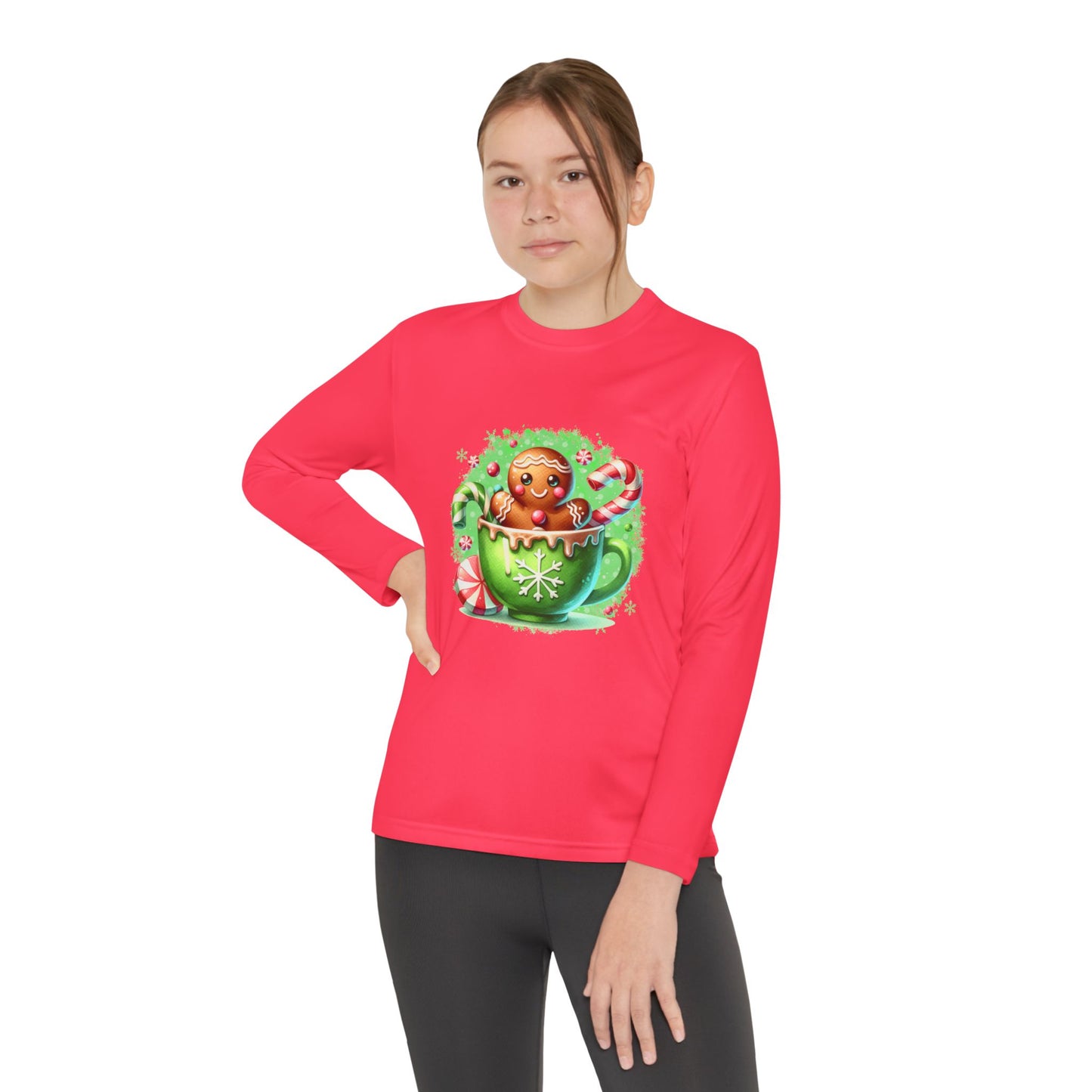 Gingerbread Holiday Long Sleeve Tee, Adorable Kids Shirt, Winter Apparel, Christmas Gift, Festive Youth Top