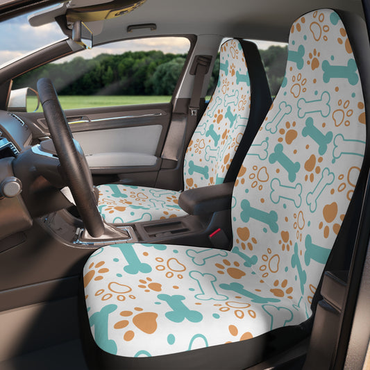 Pet-Themed Car Seat Covers, Dog Bones & Paw Prints, Car Decor, Cute Pet Lover Gift, Animal Accessories, Auto Protection