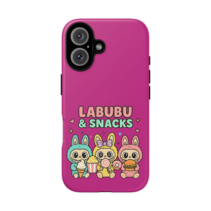 Cute Character Phone Case - Labubus & Snacks, Kawaii Accessories, Gift for Food Lovers, Fun Phone Cover, Cute Tech Gear