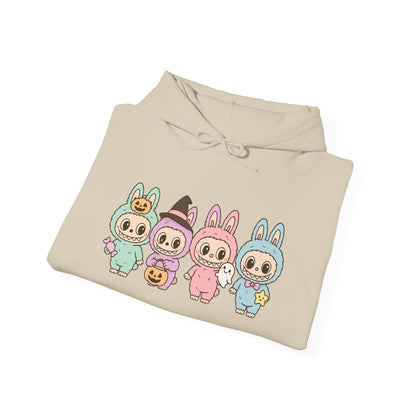 Cute Bunny-Themed Unisex Hoodie, Cozy Animal Sweatshirt for Halloween, Gift for Animal Lovers, Casual Cute Apparel, Funny Graphic Sweatshirt