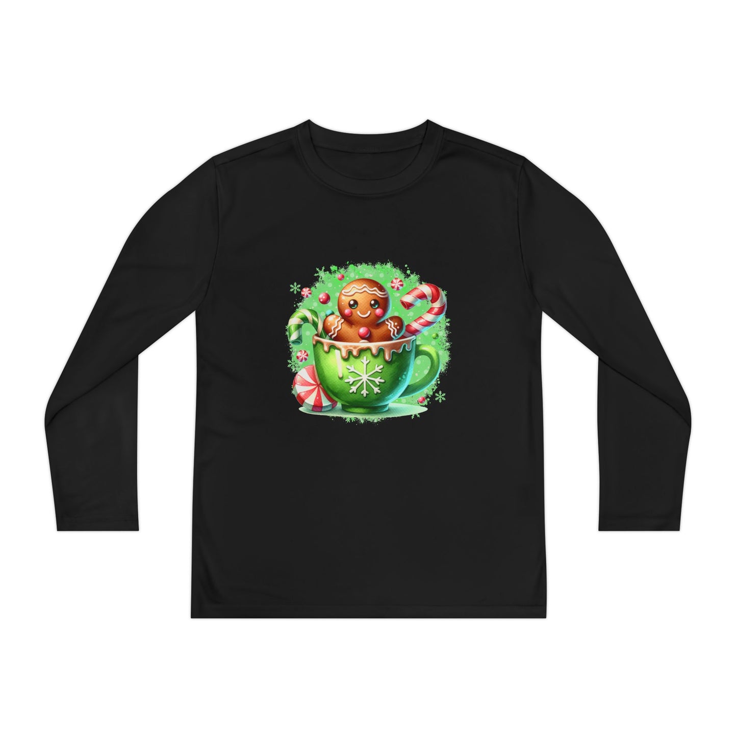 Gingerbread Holiday Long Sleeve Tee, Adorable Kids Shirt, Winter Apparel, Christmas Gift, Festive Youth Top