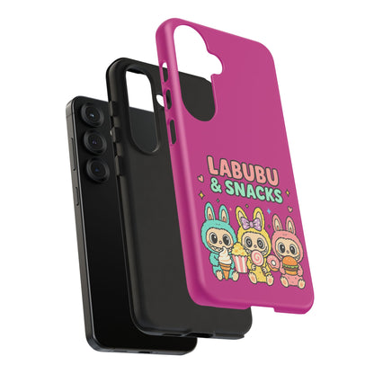 Cute Character Phone Case - Labubus & Snacks, Kawaii Accessories, Gift for Food Lovers, Fun Phone Cover, Cute Tech Gear