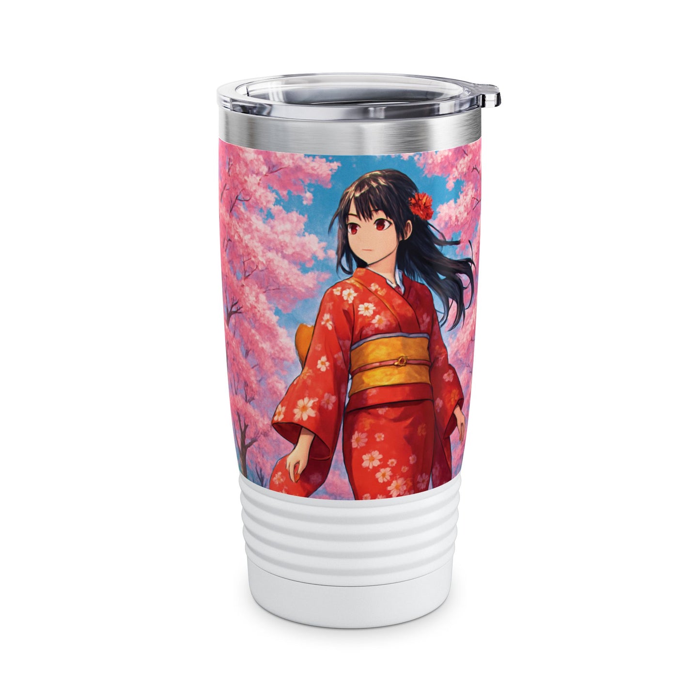 Cherry Blossom Ringneck Tumbler, 20oz | Stylish Travel Mug for Tea Lovers, Sakura Decor, Gift for Her, Cosplay Accessory, Japanese Culture