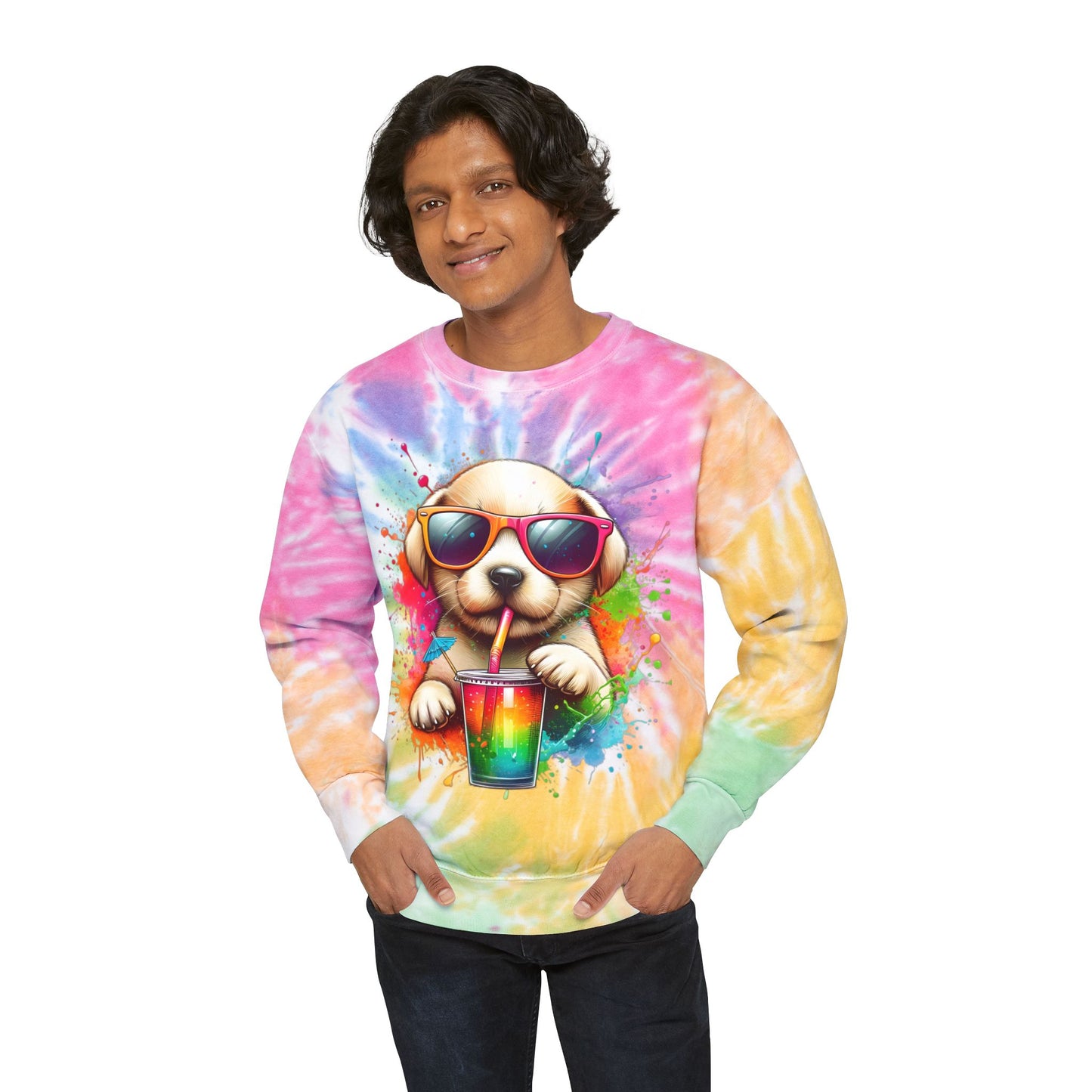 Colorful Tie-Dye Dog Lover Sweatshirt - Cozy Gift for Pet Owners, Perfect for Birthdays, Casual Outfits, Spring, Summer