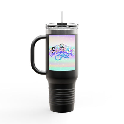 Magical Girl Insulated Travel Mug, 40oz - Perfect for Coffee Lovers, Birthday Gift, Rainbow Vibes, Cute Character Design, Adventure Mug