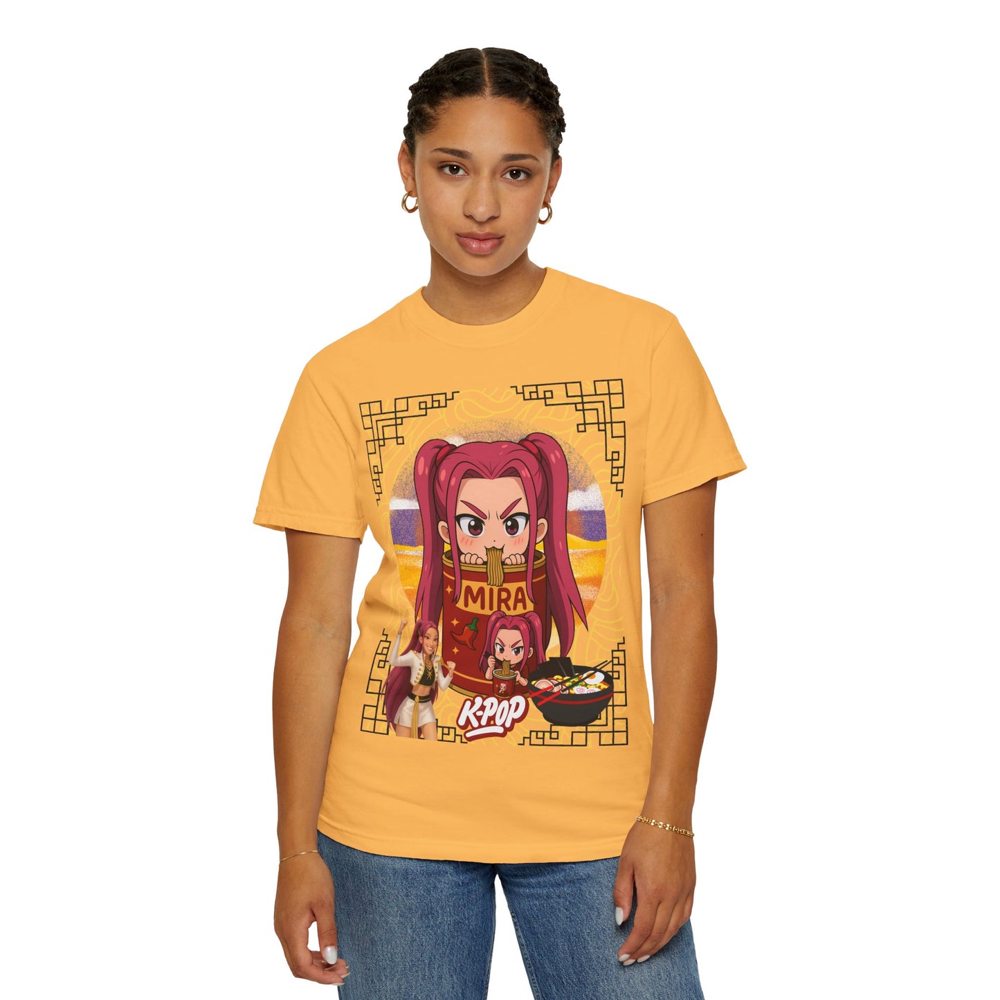 K-Pop Inspired Garment-Dyed T-Shirt, Trendy Streetwear, Anime Fan Apparel, Casual Wear, Gifts for Music Lovers