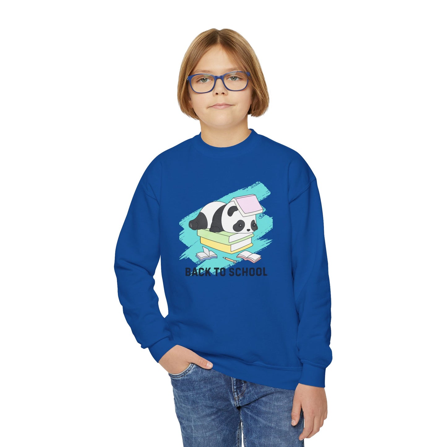 Youth Crewneck Sweatshirt - Back to School Panda, Cute Sweatshirt for Kids, Cozy Back to School Gift, Adorable Animal Design, Cute [...]