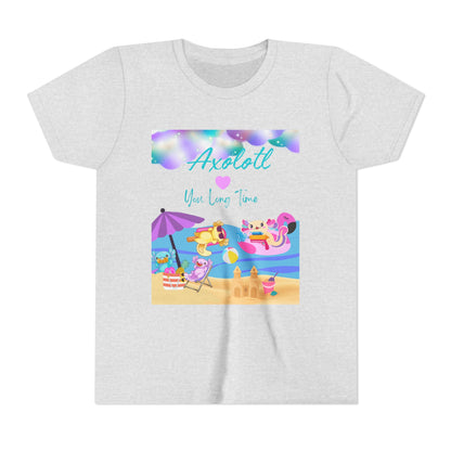 Youth Summer Fun Tee - Axolotl Love, Cute Beach Shirt, Kids Adventure T-Shirt, Summer Party Outfit, Birthday Gift, Vacation Apparel
