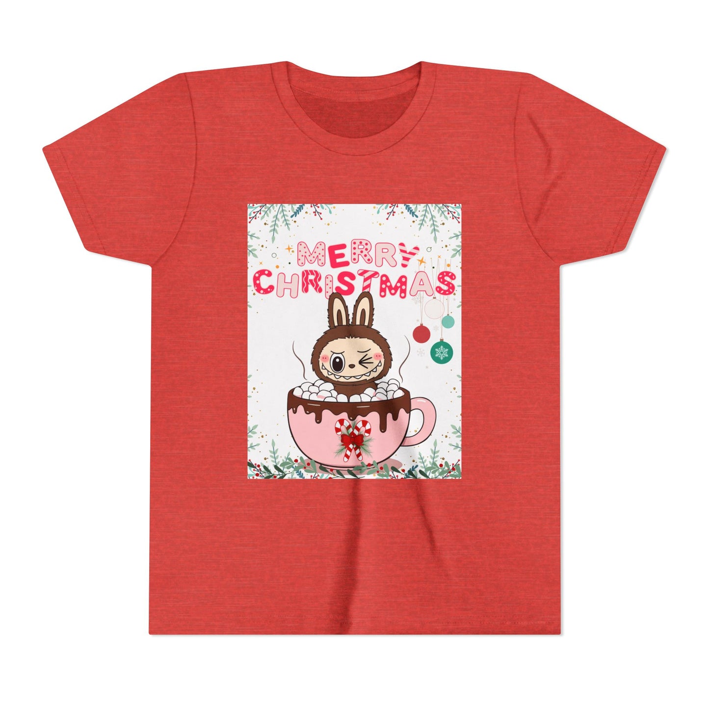 Christmas Bunny Youth Tee, Merry Christmas Shirt, Cute Holiday T-Shirt, Kids Christmas Apparel, Festive Youth Shirt