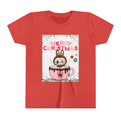 Christmas Bunny Youth Tee, Merry Christmas Shirt, Cute Holiday T-Shirt, Kids Christmas Apparel, Festive Youth Shirt