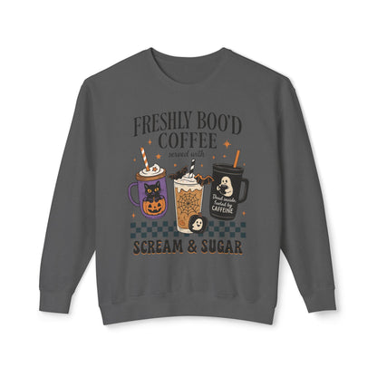 Halloween Coffee Sweatshirt, Unisex Halloween Crewneck, Scream & Sugar Sweater, Gift for Coffee Lovers, Fall Fashion