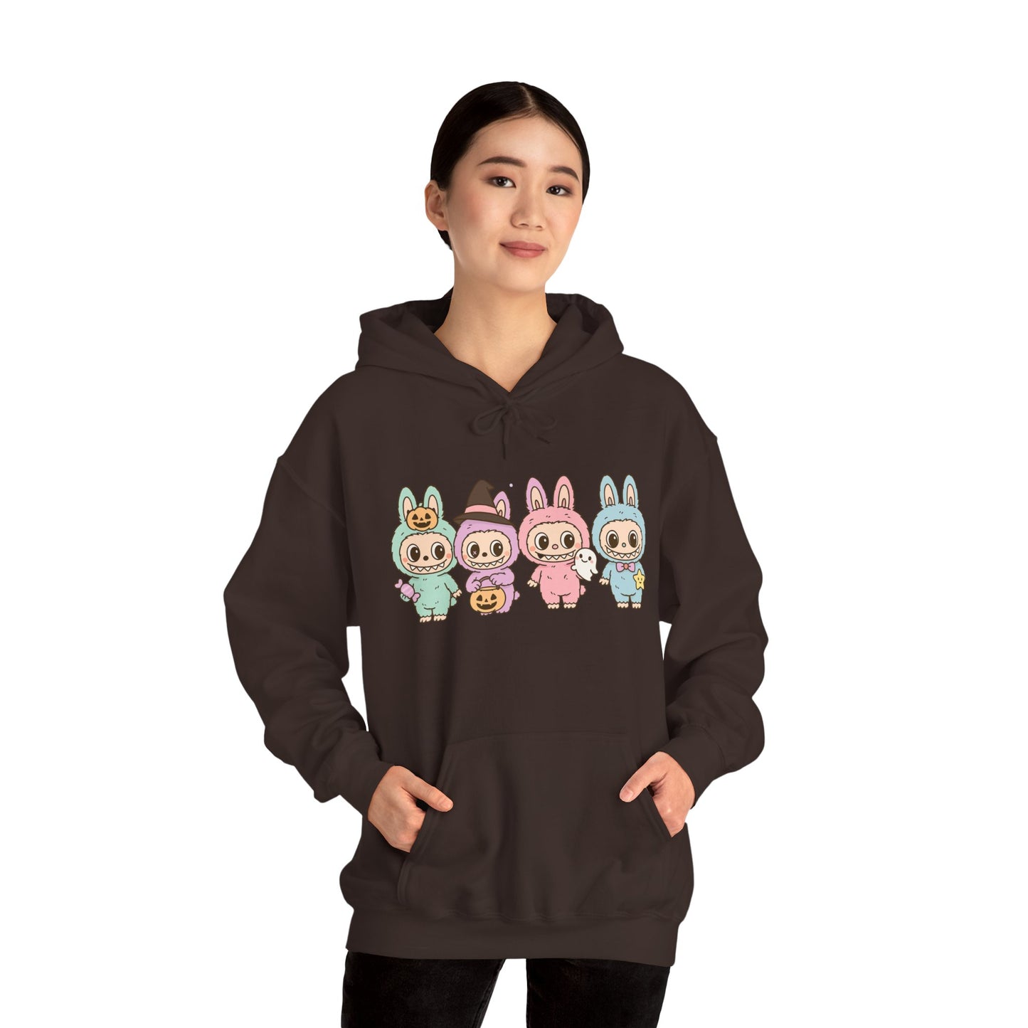 Cute Bunny-Themed Unisex Hoodie, Cozy Animal Sweatshirt for Halloween, Gift for Animal Lovers, Casual Cute Apparel, Funny Graphic Sweatshirt
