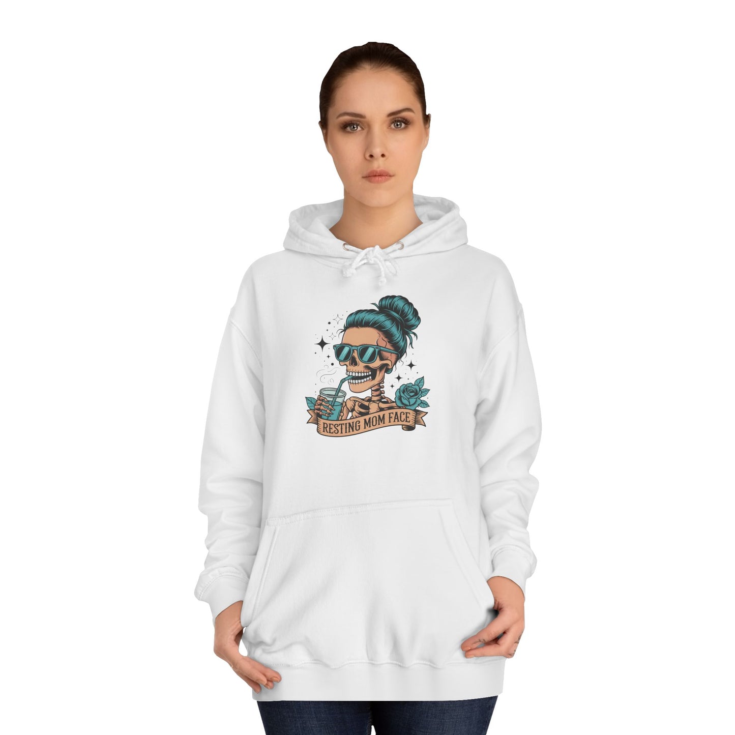 Resting mom face Trendy College Hoodie - Perfect for Campus Style, Gift for Students, Cozy Winter Wear, Unisex Culture Apparel, College Spirit Wear