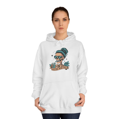 Resting mom face Trendy College Hoodie - Perfect for Campus Style, Gift for Students, Cozy Winter Wear, Unisex Culture Apparel, College Spirit Wear