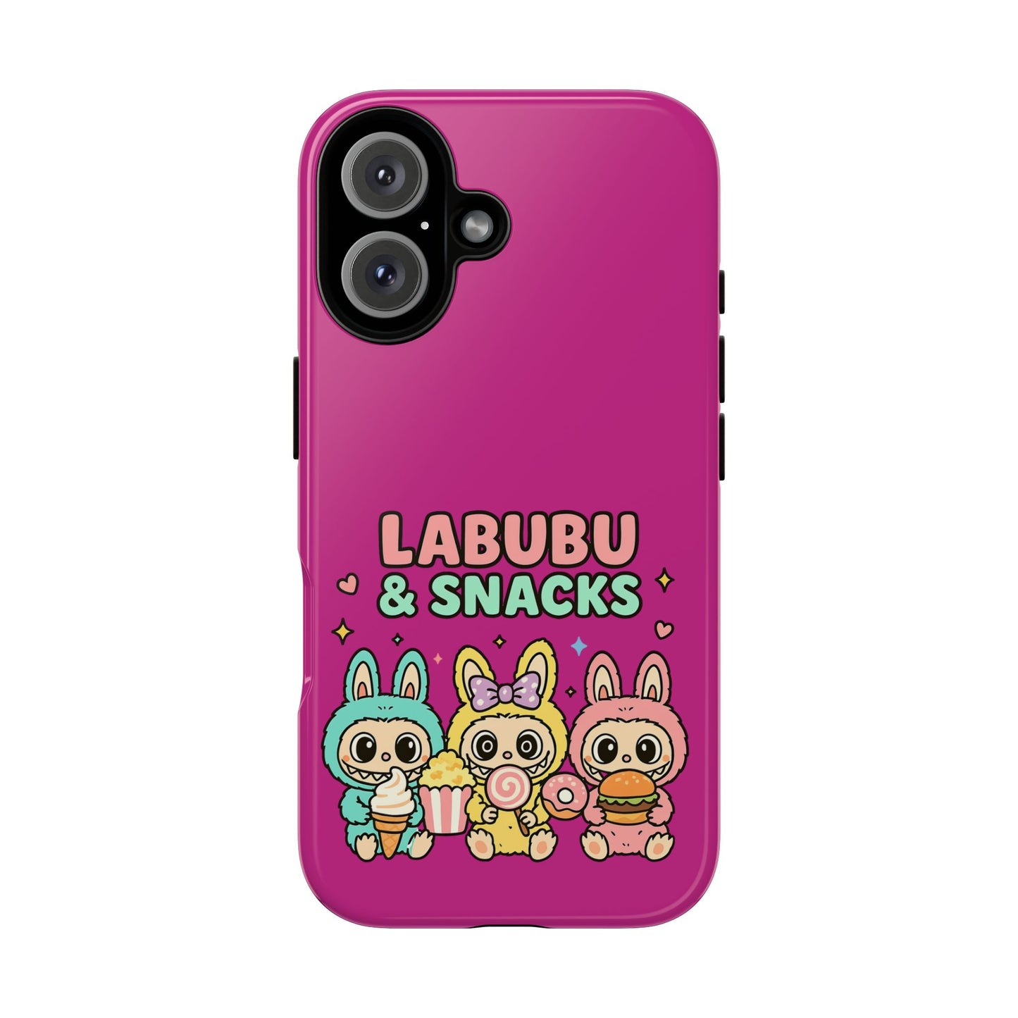 Cute Character Phone Case - Labubus & Snacks, Kawaii Accessories, Gift for Food Lovers, Fun Phone Cover, Cute Tech Gear