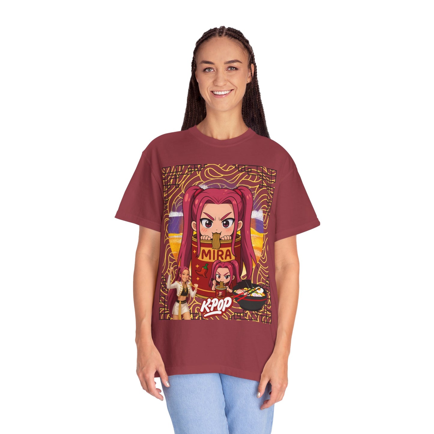 K-Pop Inspired Garment-Dyed T-Shirt, Trendy Streetwear, Anime Fan Apparel, Casual Wear, Gifts for Music Lovers