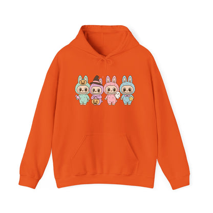 Cute Bunny-Themed Unisex Hoodie, Cozy Animal Sweatshirt for Halloween, Gift for Animal Lovers, Casual Cute Apparel, Funny Graphic Sweatshirt