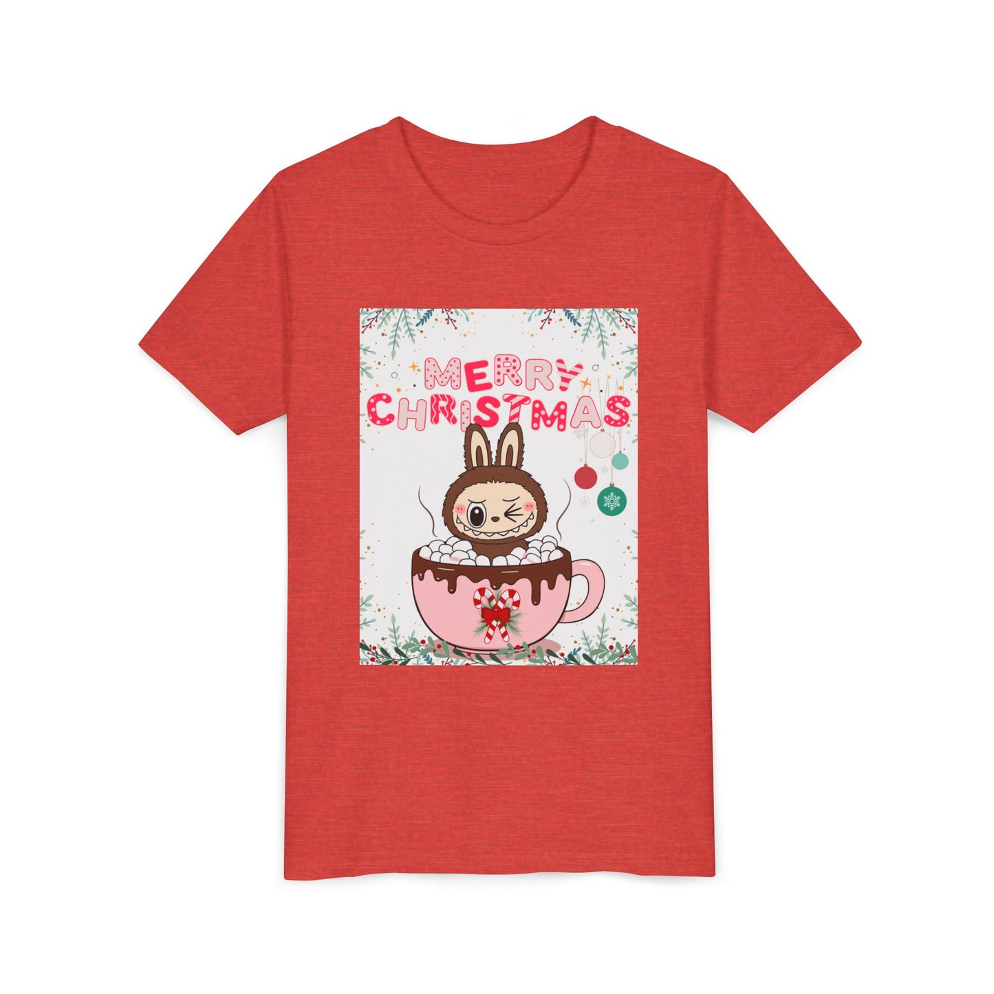 Christmas Bunny Youth Tee, Merry Christmas Shirt, Cute Holiday T-Shirt, Kids Christmas Apparel, Festive Youth Shirt
