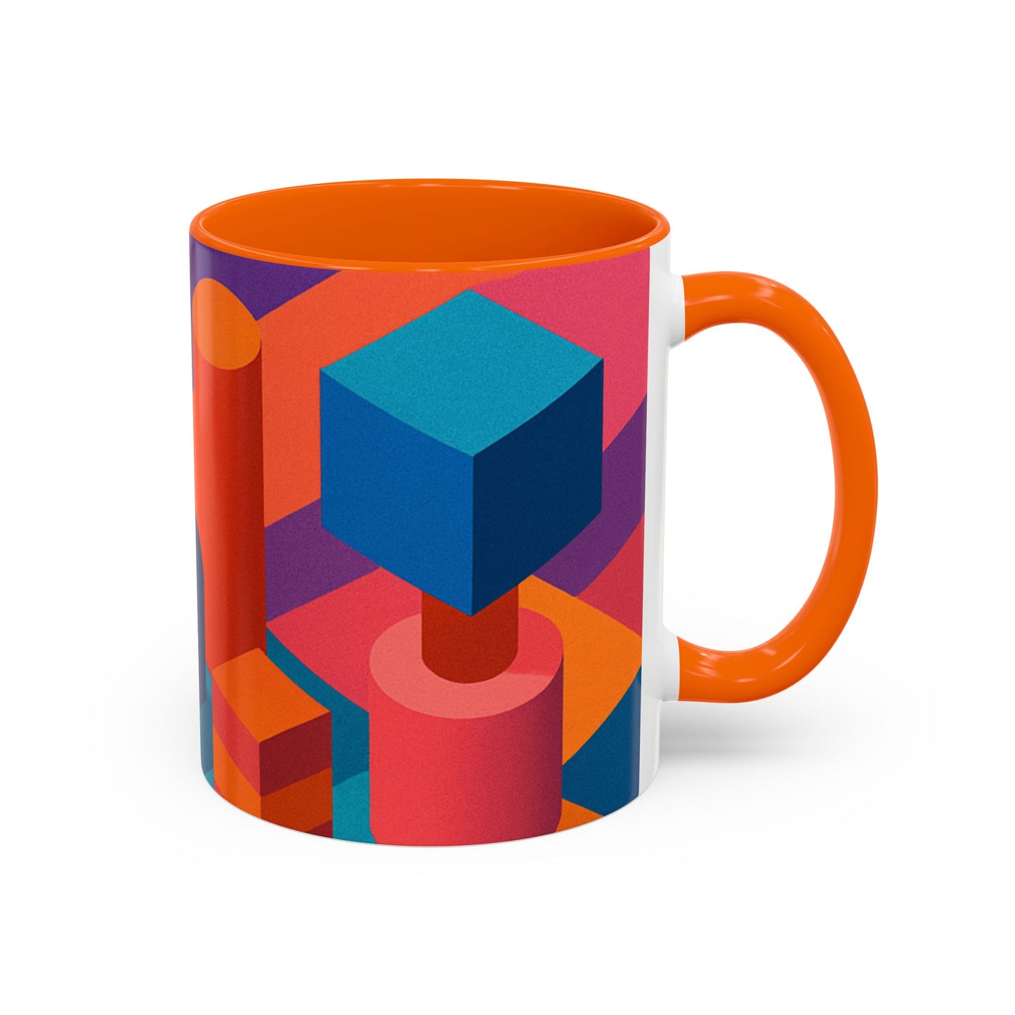 Vibrant Geometric Accent Coffee Mug, Colorful Ceramic Mug for Home or Office, Unique Gift for Birthdays, Holidays, Art Lovers