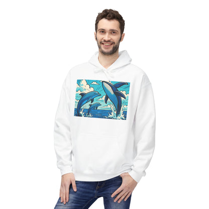 Dolphin Wave Hoodie - Unisex Fleece, Beach Vibes, Gift for Ocean Lovers, Nautical Style, Casual Wear, Summer Essentials