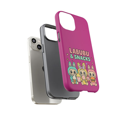 Cute Character Phone Case - Labubus & Snacks, Kawaii Accessories, Gift for Food Lovers, Fun Phone Cover, Cute Tech Gear