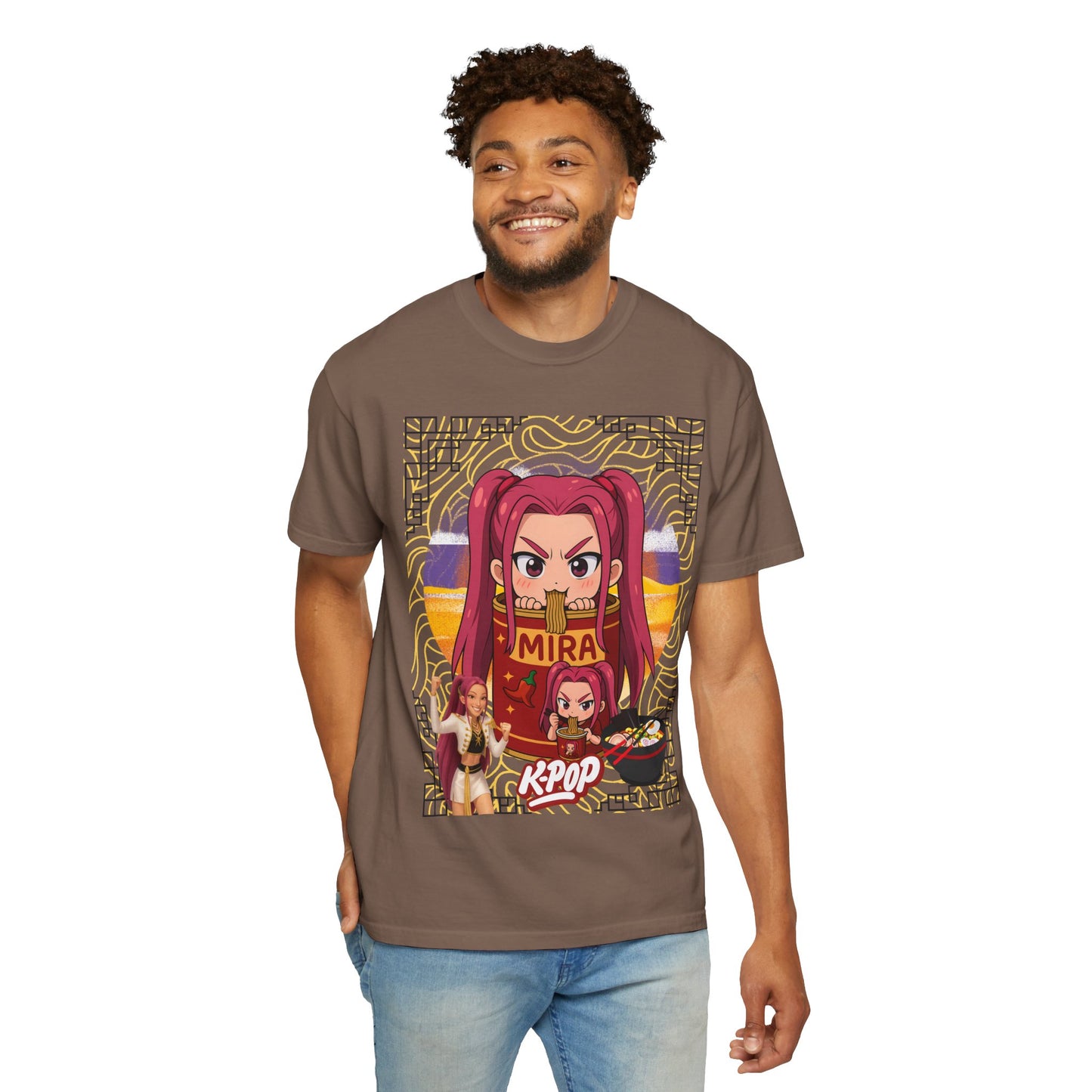 K-Pop Inspired Garment-Dyed T-Shirt, Trendy Streetwear, Anime Fan Apparel, Casual Wear, Gifts for Music Lovers
