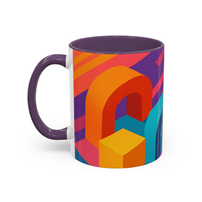 Vibrant Geometric Accent Coffee Mug, Colorful Ceramic Mug for Home or Office, Unique Gift for Birthdays, Holidays, Art Lovers