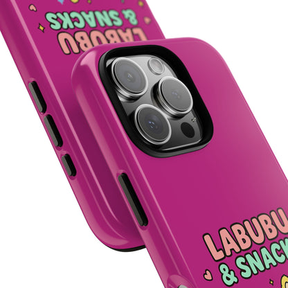 Cute Character Phone Case - Labubus & Snacks, Kawaii Accessories, Gift for Food Lovers, Fun Phone Cover, Cute Tech Gear