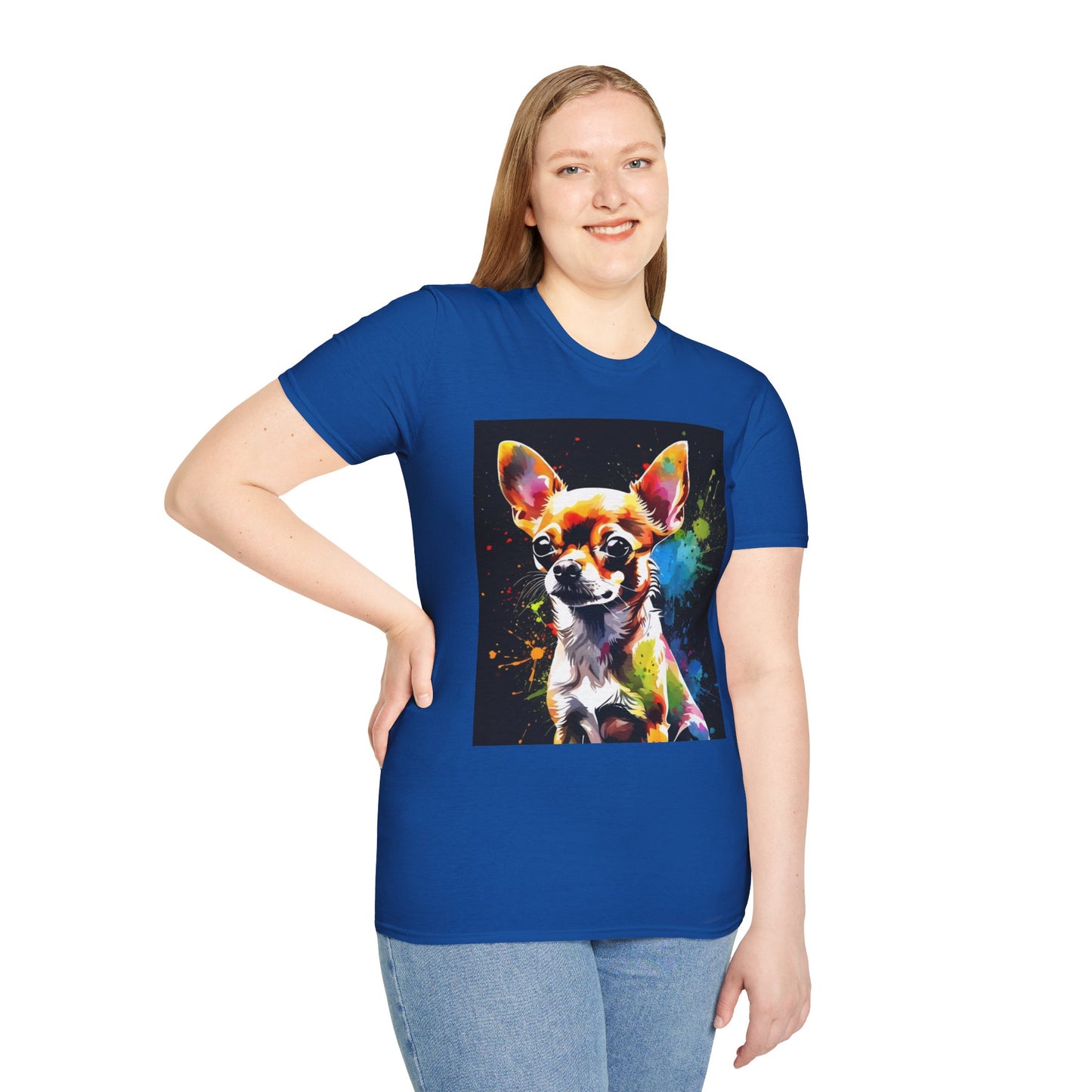 Colorful Chihuahua Art T-Shirt, Pet Lover Gift, Animal Lover Tee, Casual Wear, Unique Dog T-Shirt, Dog Mom Gift