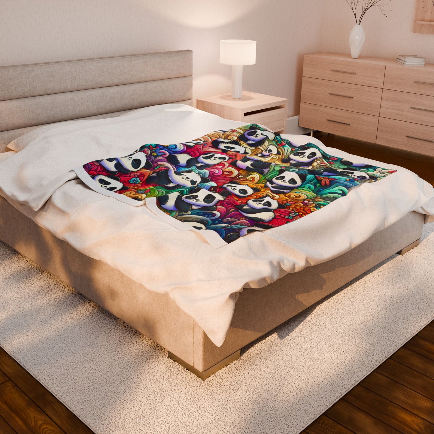Panda Print Plush Blanket, Cozy Throw for Kids, Soft Snuggle Blanket, Cute Nursery Decor, Unique Gift for Animal Lovers