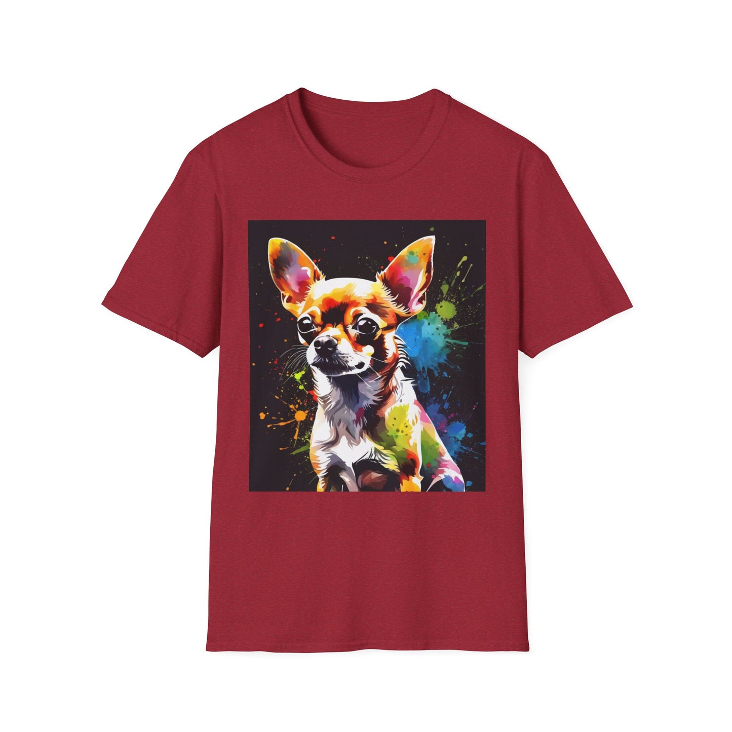 Colorful Chihuahua Art T-Shirt, Pet Lover Gift, Animal Lover Tee, Casual Wear, Unique Dog T-Shirt, Dog Mom Gift