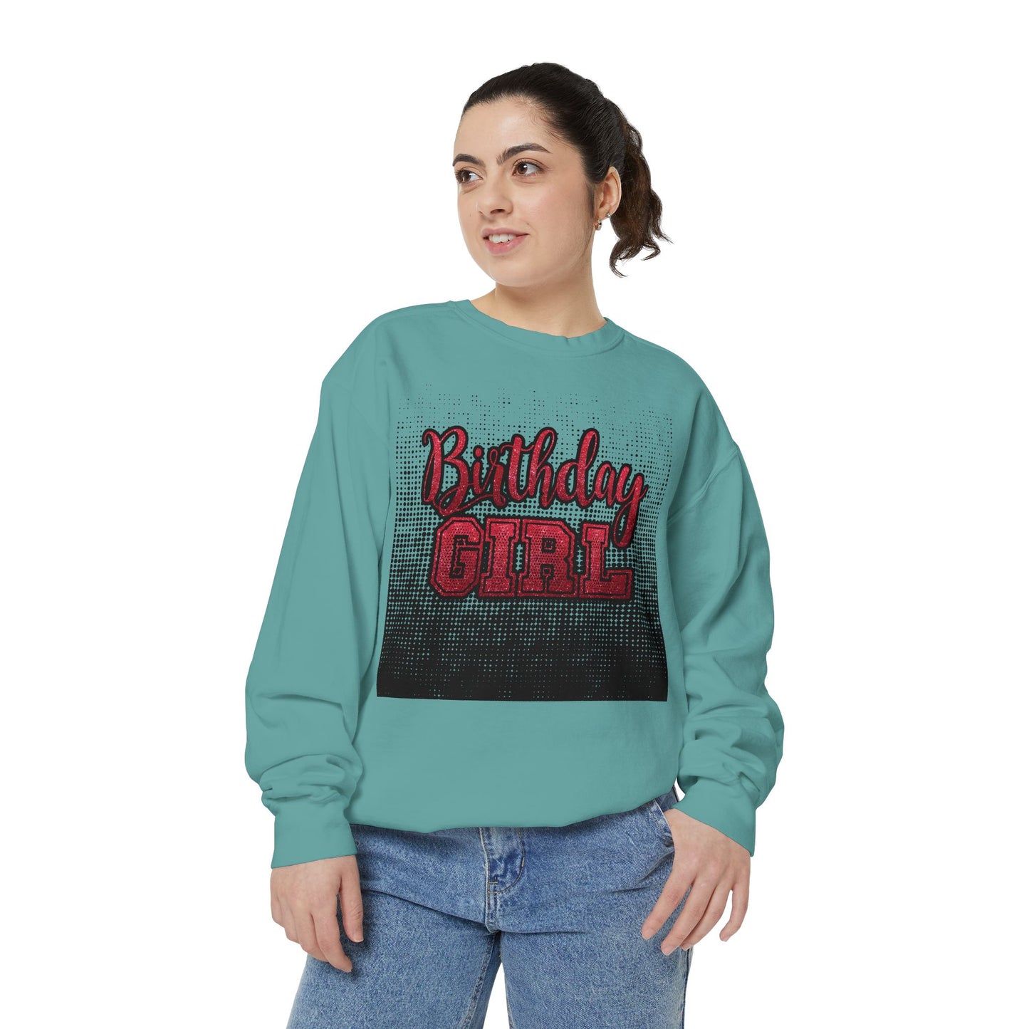 Birthday Girl Sweatshirt, Unisex Garment-Dyed Crewneck, Cozy Gift for Her, Celebration Apparel, Fun Birthday Outfit